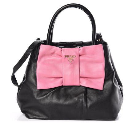 Prada Nappa Fiocco Bow Satchel Black Geranio 1 of 10