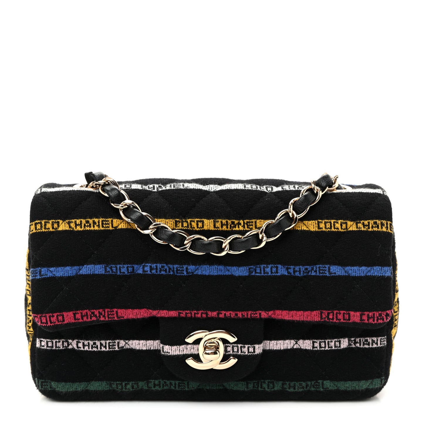 Jersey Quilted Mini Rectangular Flap Black Multicolor