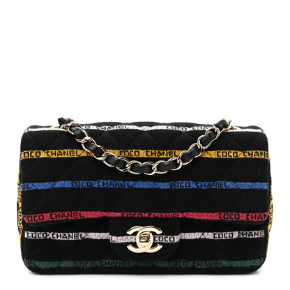 Chanel Jersey Quilted Mini Rectangular Flap Black Multicolor 1 of 10