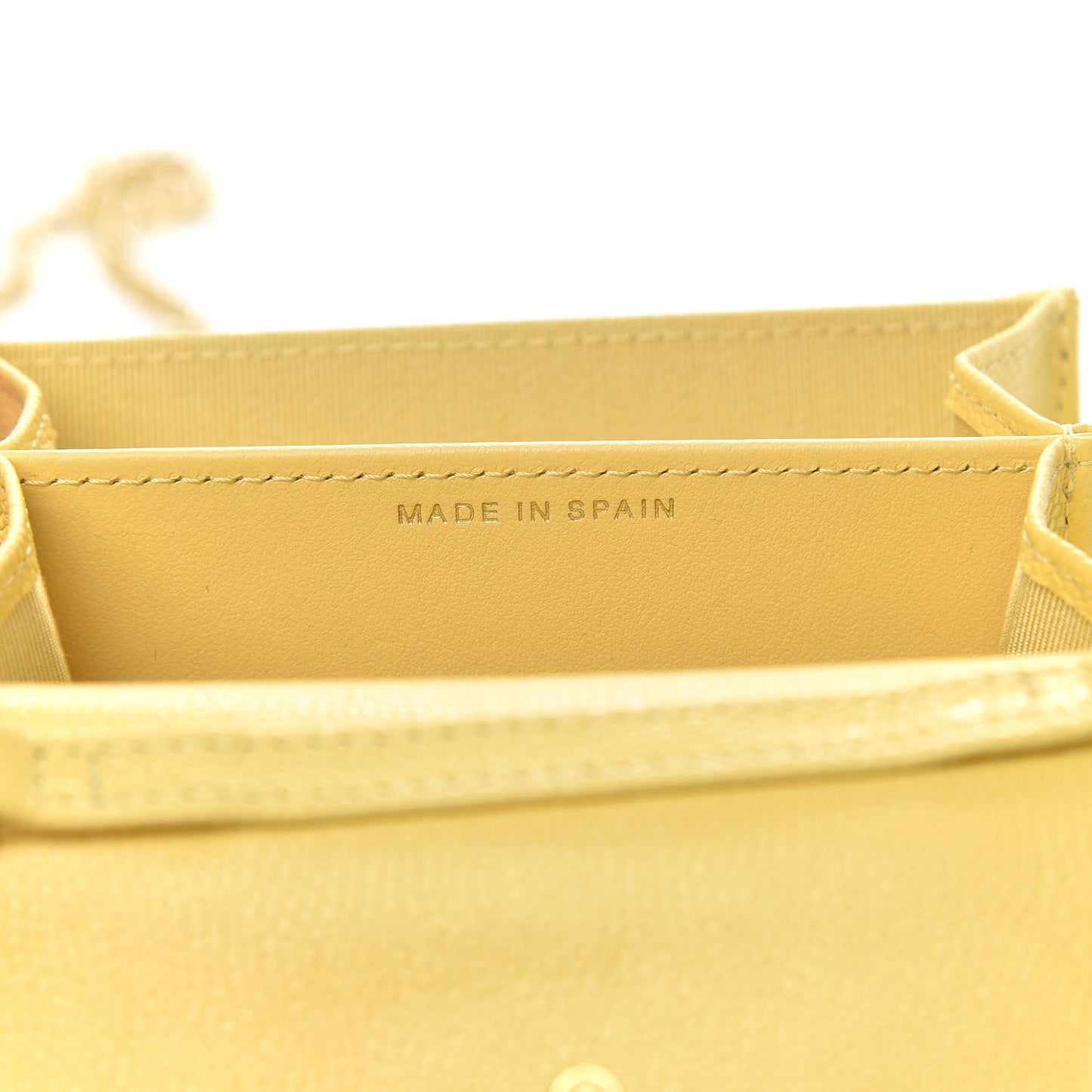 Caviar Quilted Flap Card Holder On Chain Yellow