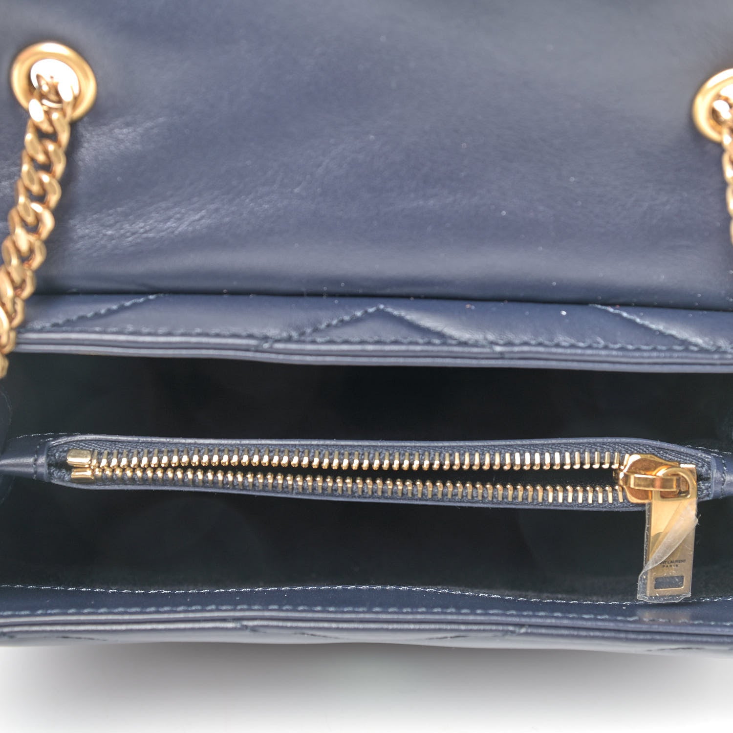 Saint Laurent Calfskin Y Quilted Monogram Small Loulou Chain Satchel Marine 4 of 8