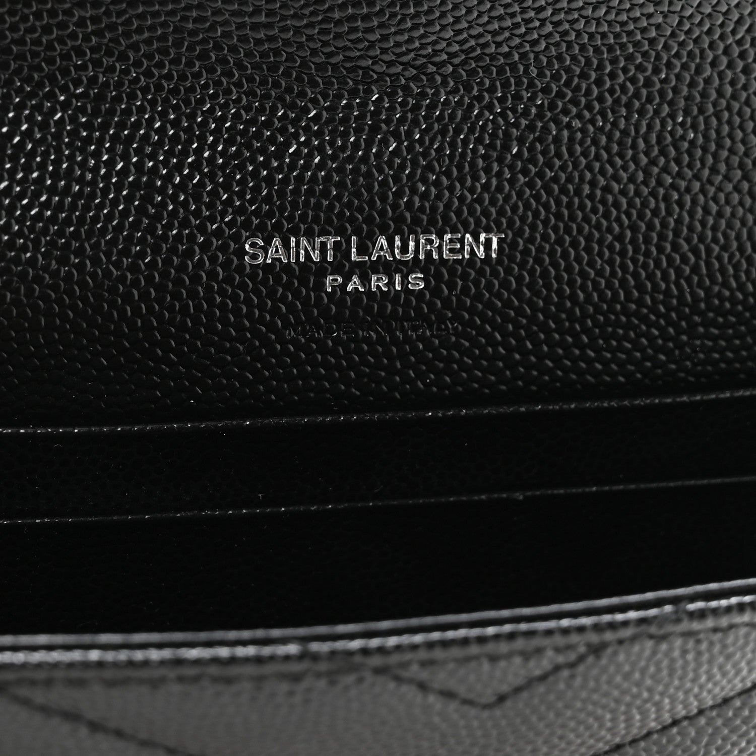 Saint Laurent Grain De Poudre Matelasse Chevron Small Monogram Envelope Wallet Black 6 of 8