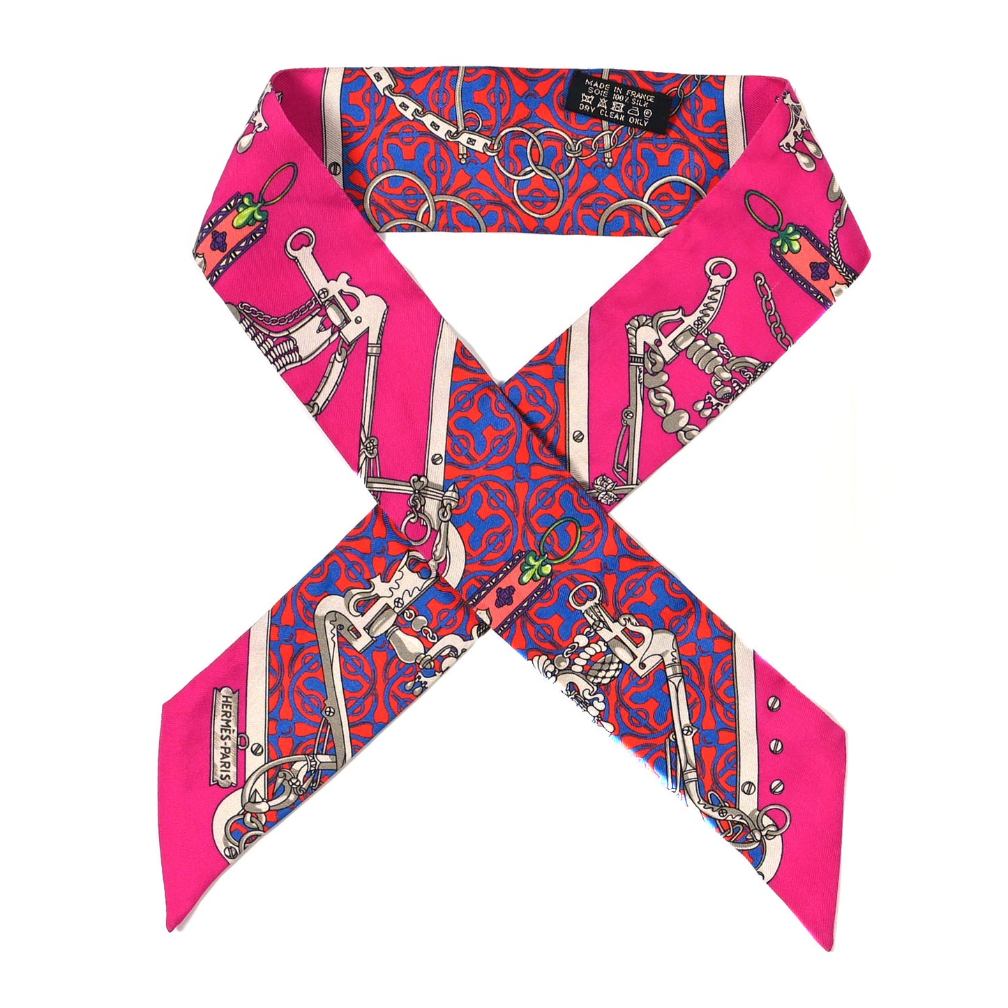 Silk Mors Et Gourmettes Remix Twilly Fuchsia Bleu Corail