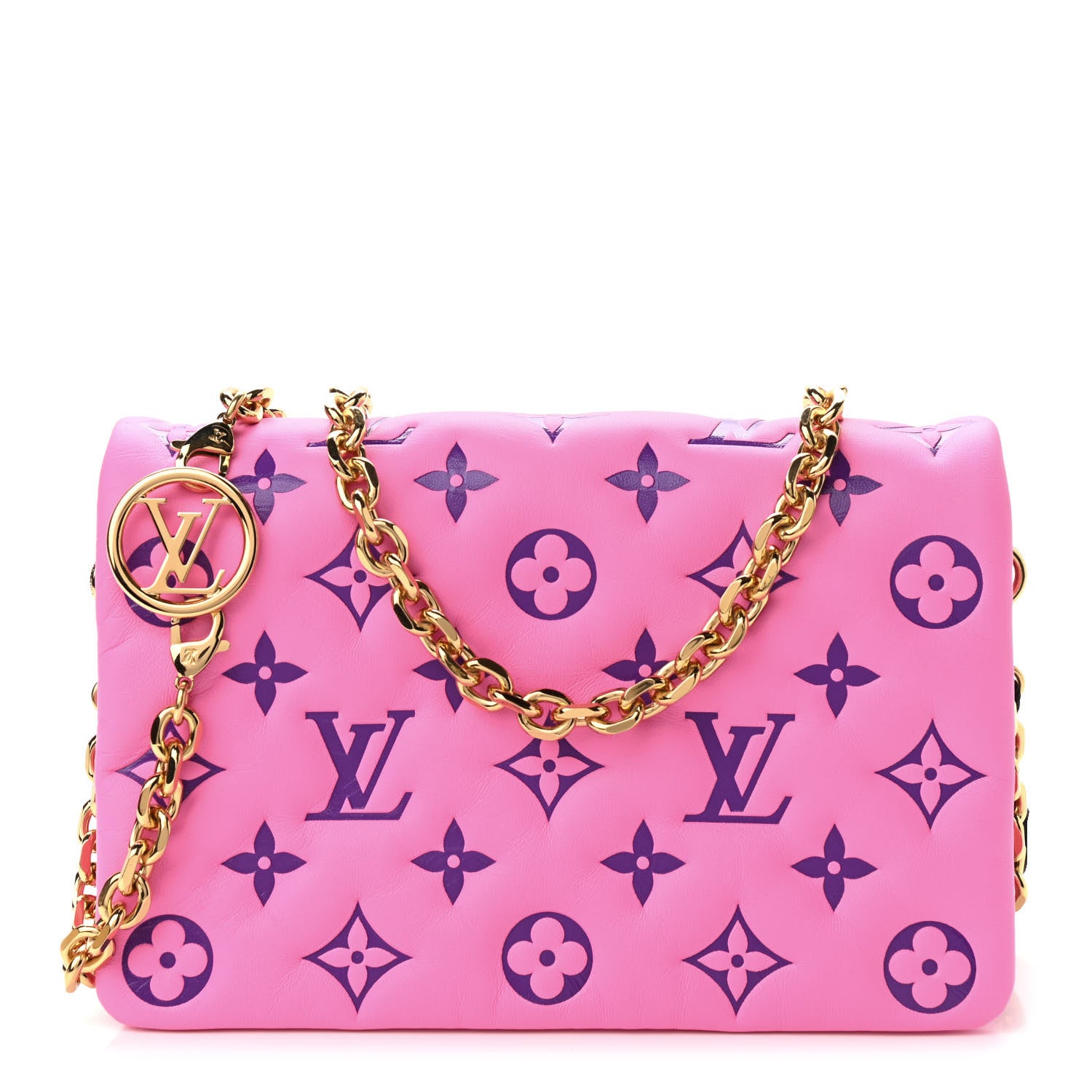 Louis Vuitton Lambskin Embossed Monogram Vuittamins Pochette Coussin Rose Violet 1 of 6