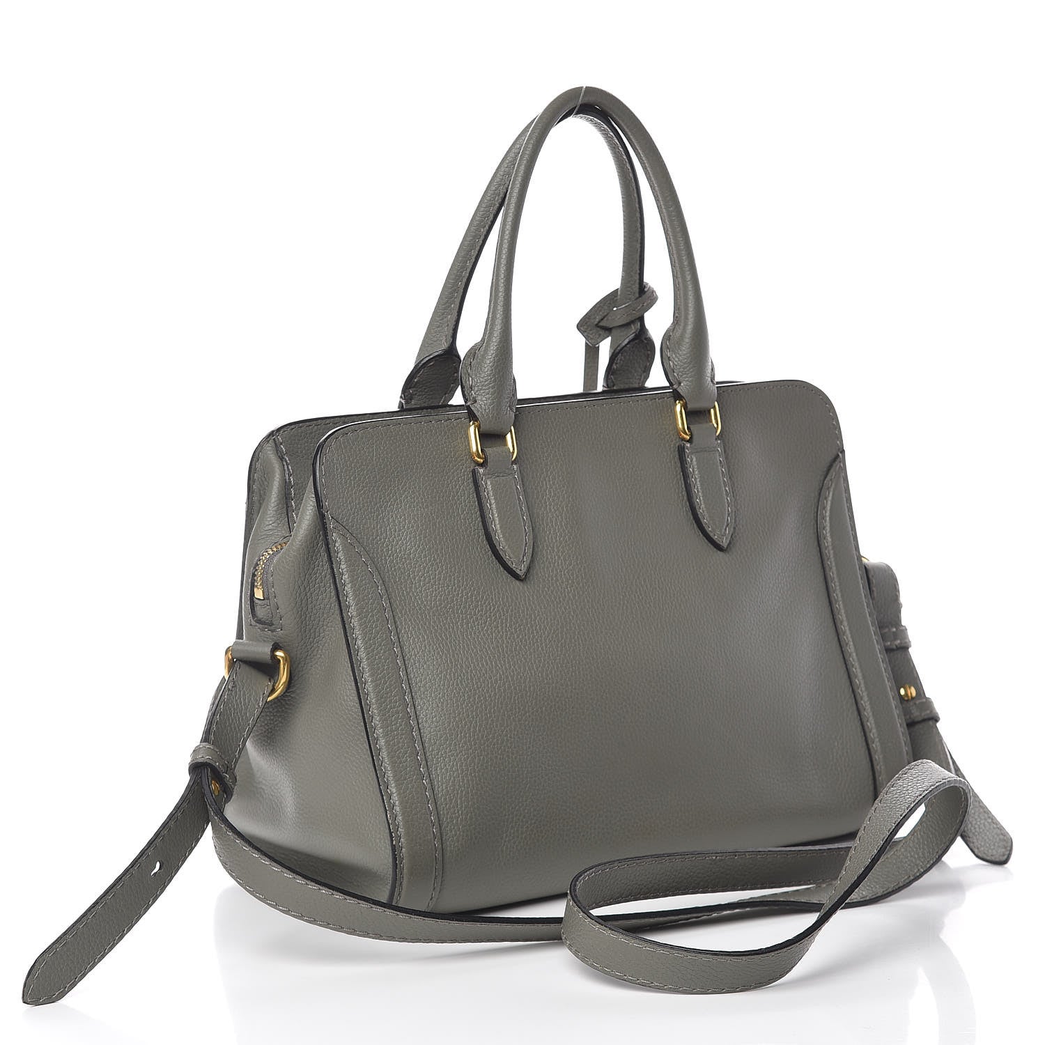 Alexander McQueen Pebbled Calfskin Small Skull Padlock Zip Around Tote Dark Grey 3 of 21