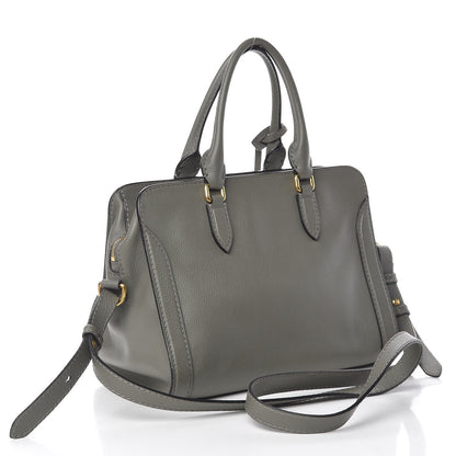 Alexander McQueen Pebbled Calfskin Small Skull Padlock Zip Around Tote Dark Grey 3 of 21