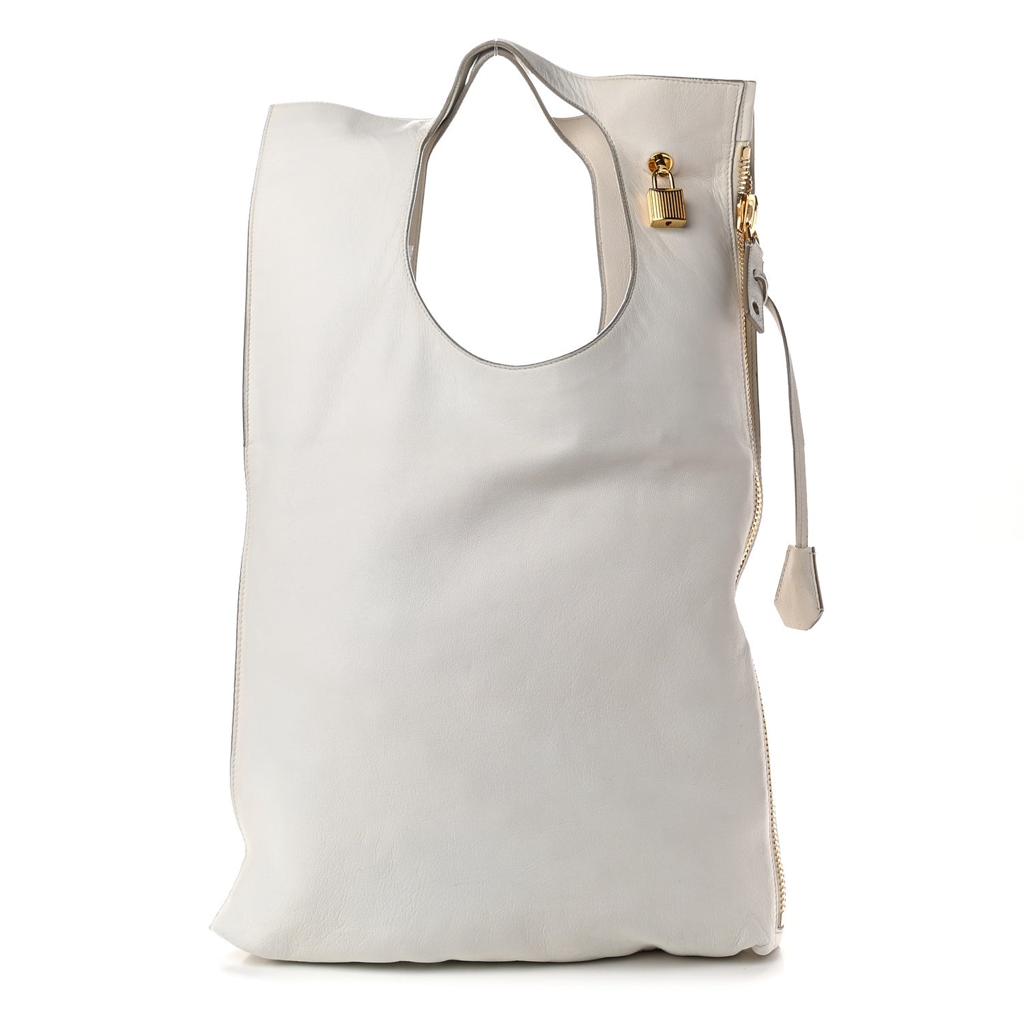 Ramskin Small Alix Padlock Zip Shoulder Bag White