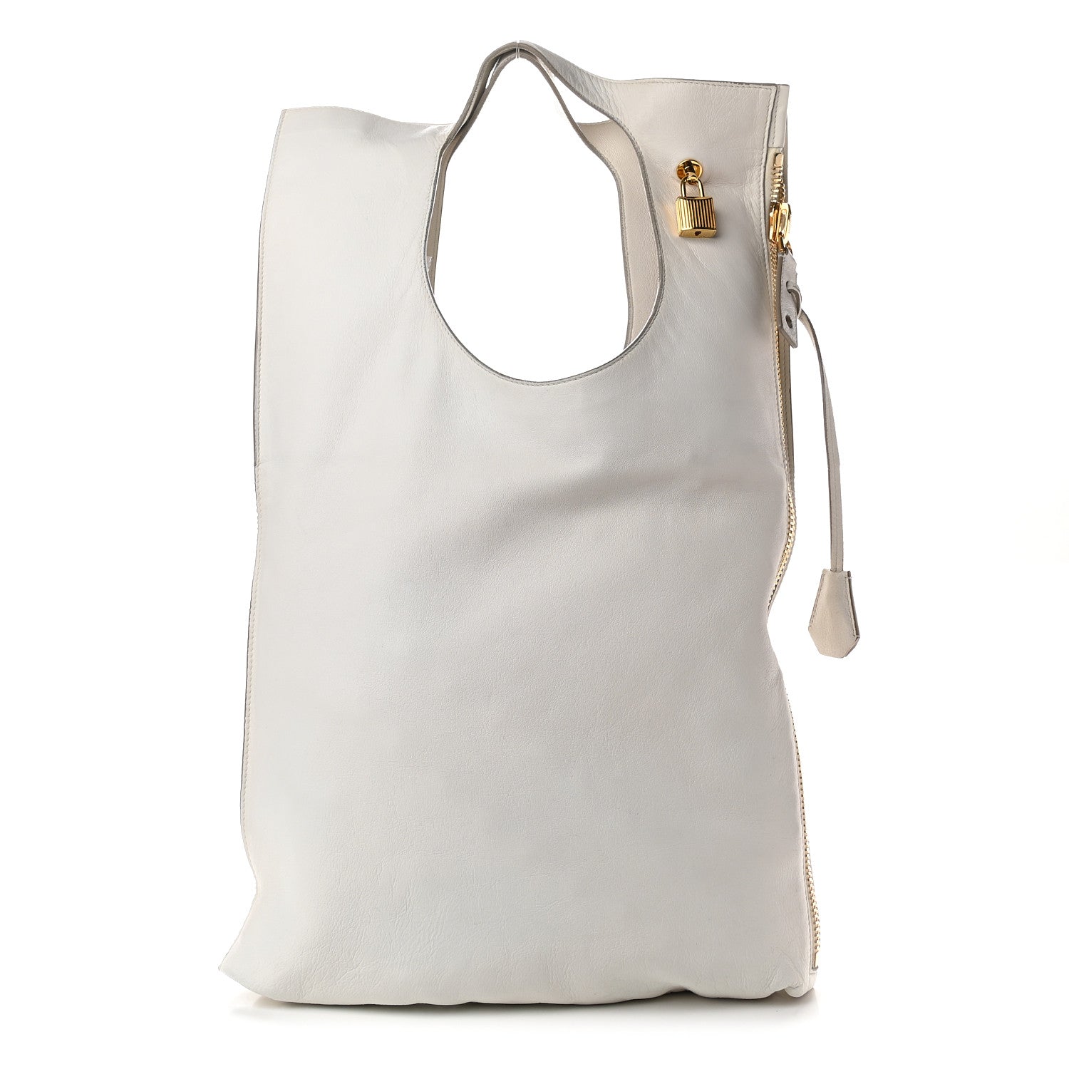 Tom Ford Ramskin Small Alix Padlock Zip Shoulder Bag White 3 of 9