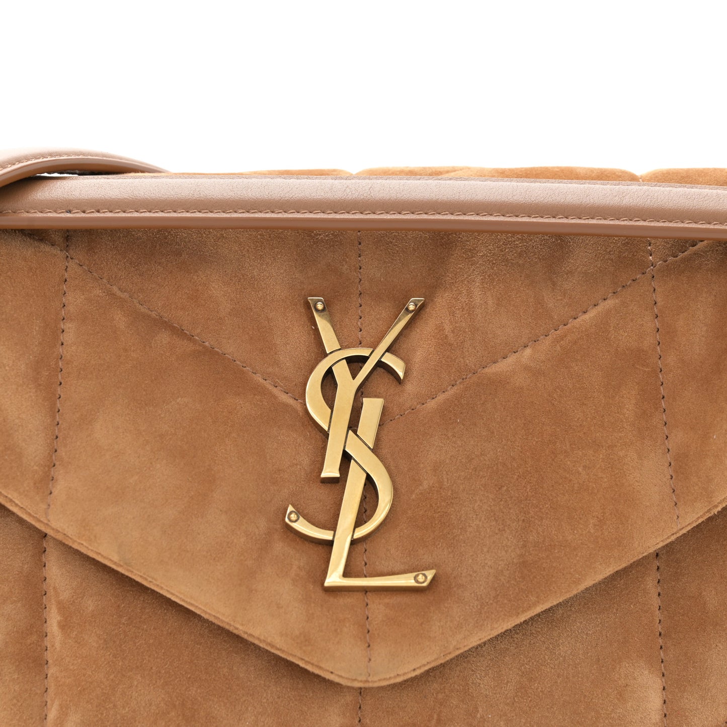 Suede Calfskin Quilted Small Loulou Puffer Monogram Chain Satchel Cinnamon