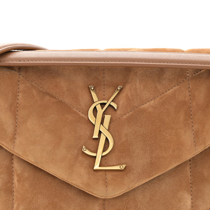 Saint Laurent Suede Calfskin Quilted Small Loulou Puffer Monogram Chain Satchel Cinnamon 8 of 11