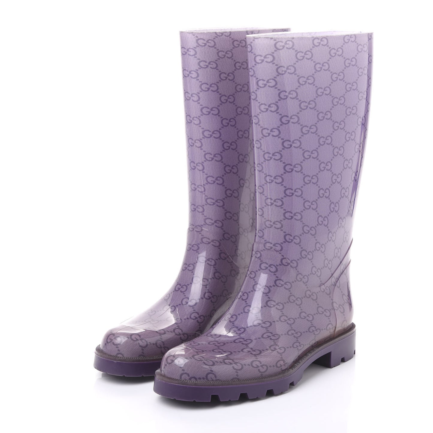 Rubber Monogram Edinburg Rain Boots 37 Transparent Grape Royal