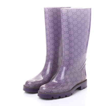 Gucci Rubber Monogram Edinburg Rain Boots 37 Transparent Grape Royal 3 of 7