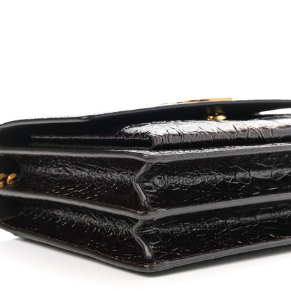 Saint Laurent Calfskin Crocodile Embossed Medium Monogram Sunset Brown 7 of 9