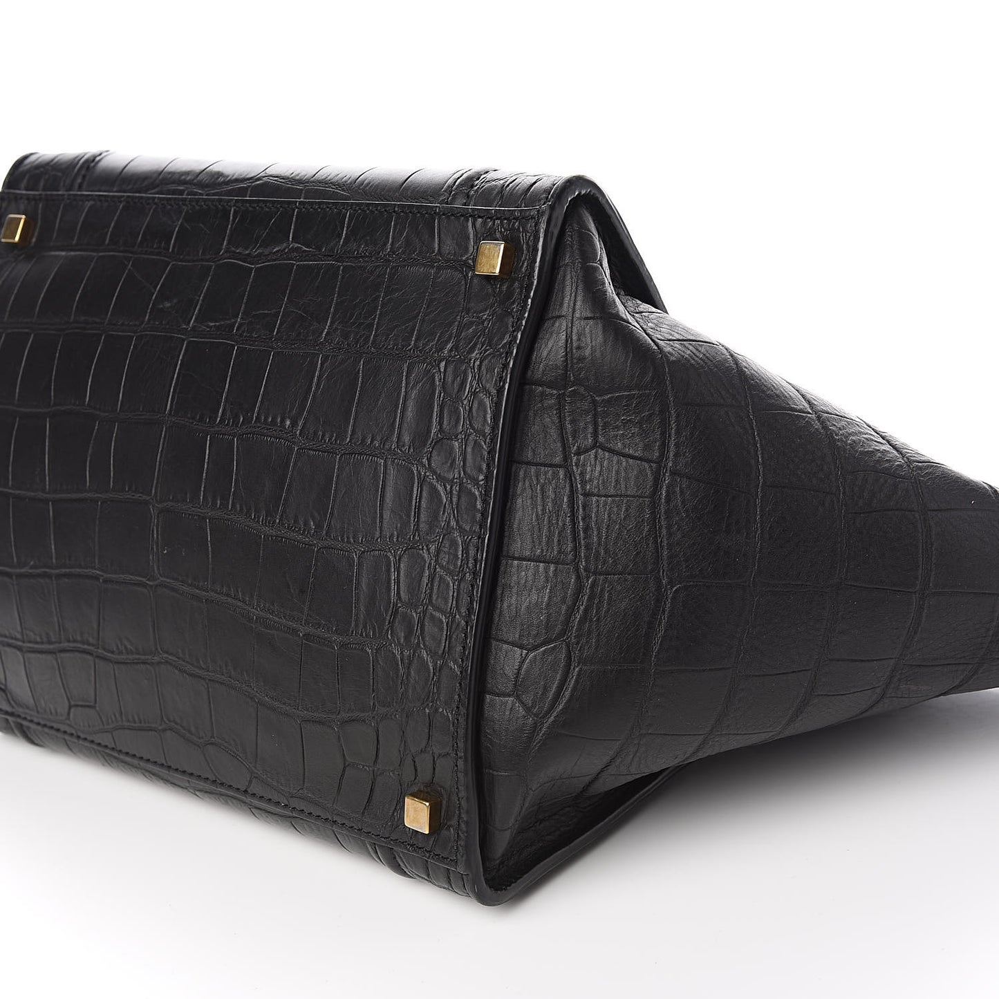 Crocodile Embossed Calfskin Medium Phantom Luggage Black