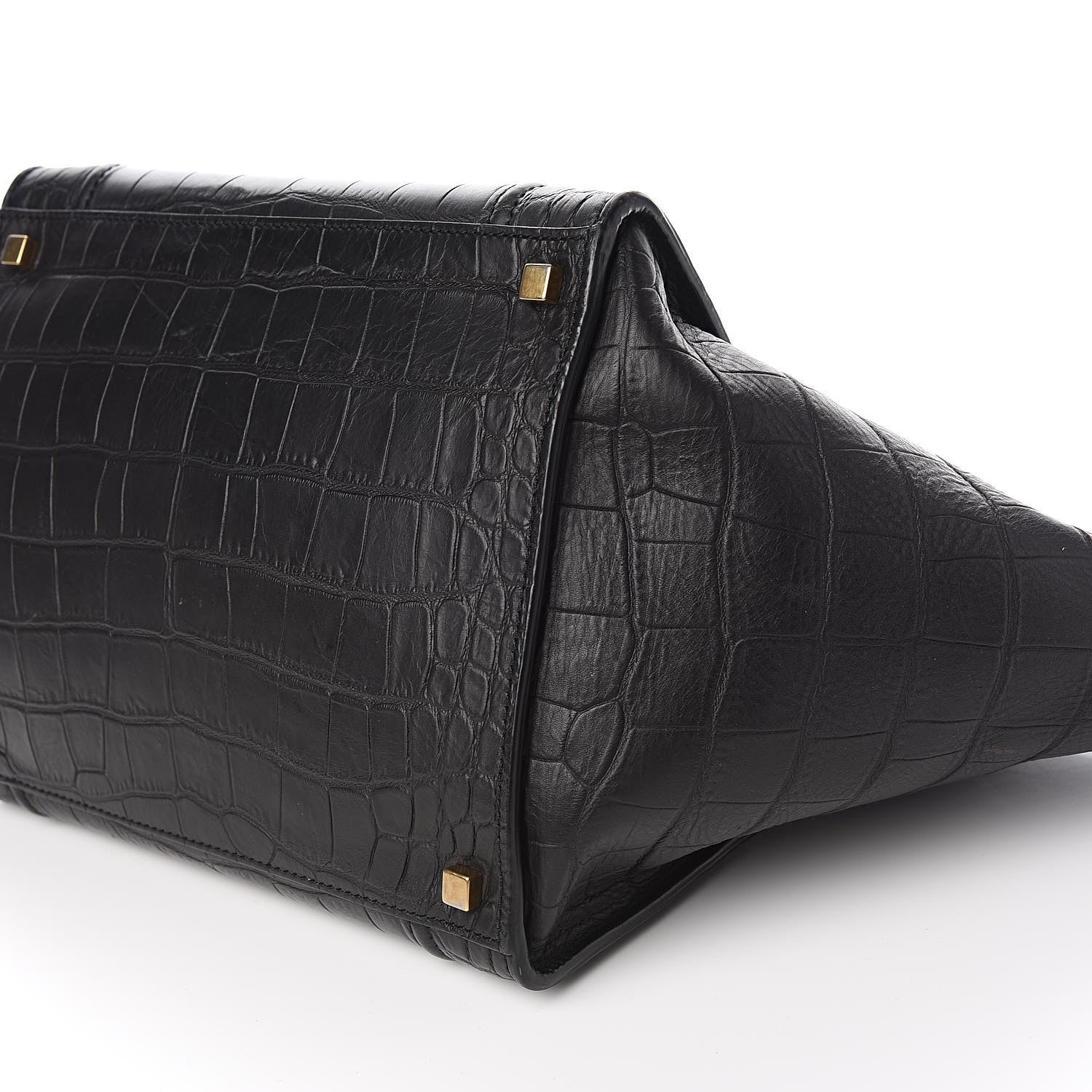 Celine Crocodile Embossed Calfskin Medium Phantom Luggage Black 8 of 9
