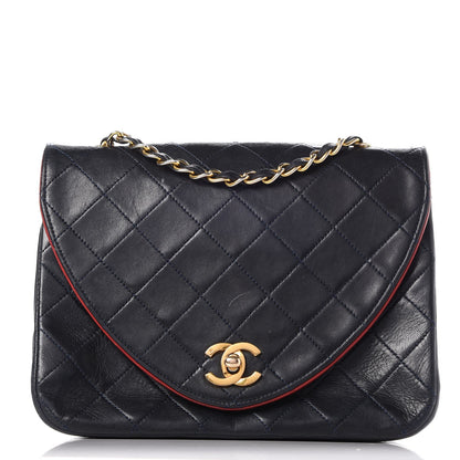 Chanel Lambskin Quilted Small Single Flap Navy Blue 1 of 14