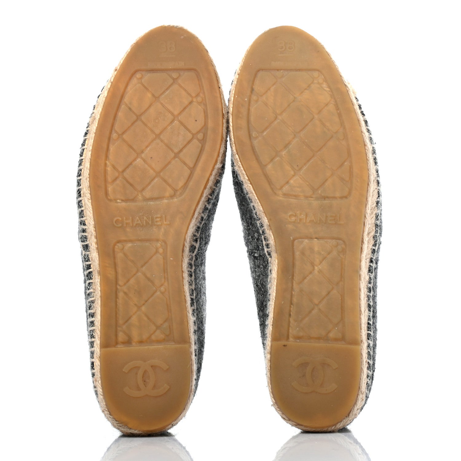 Chanel Tweed Velvet CC Espadrilles 38 Grey Black 5 of 9