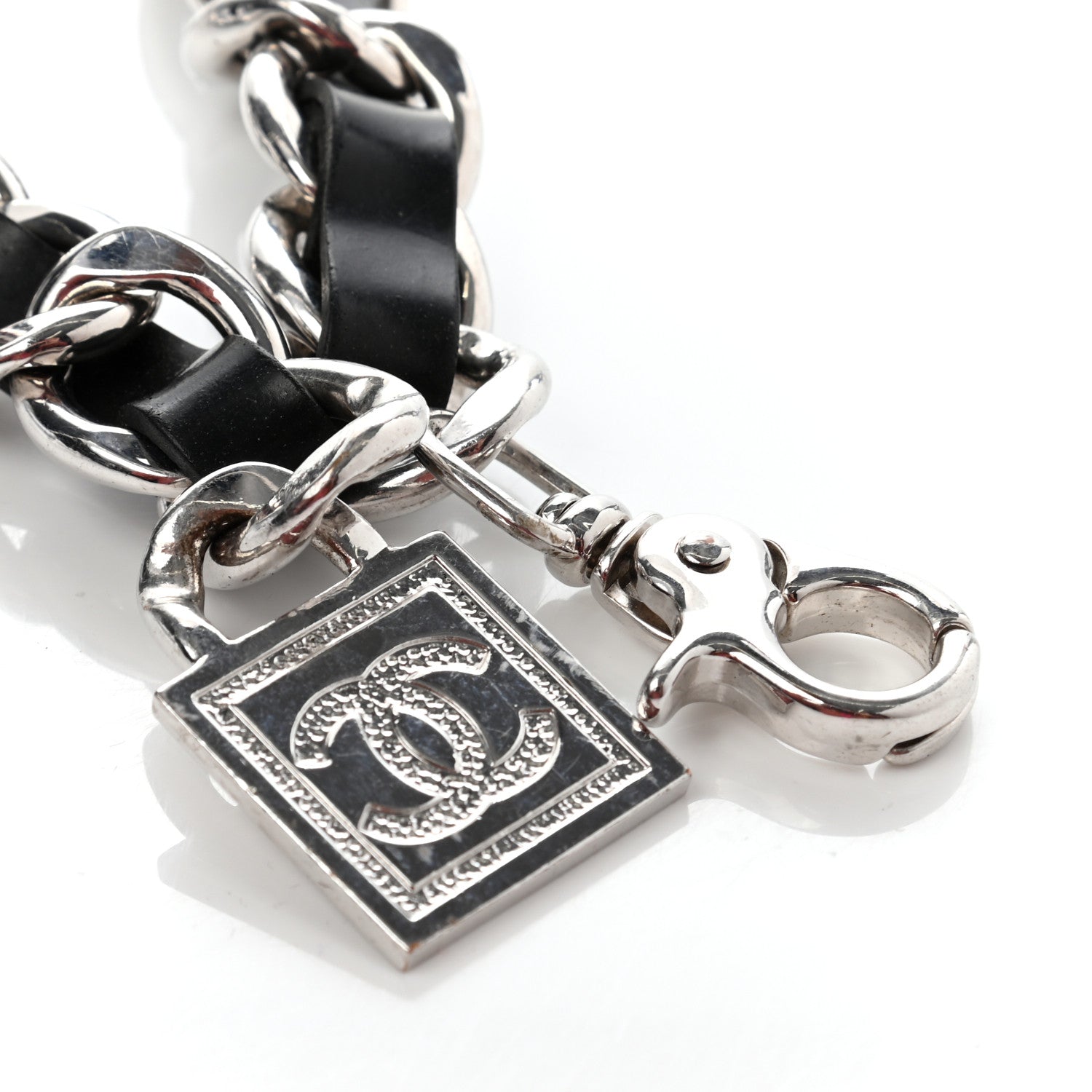 Chanel Rubber Chain CC Belt Black Silver 5 of 5