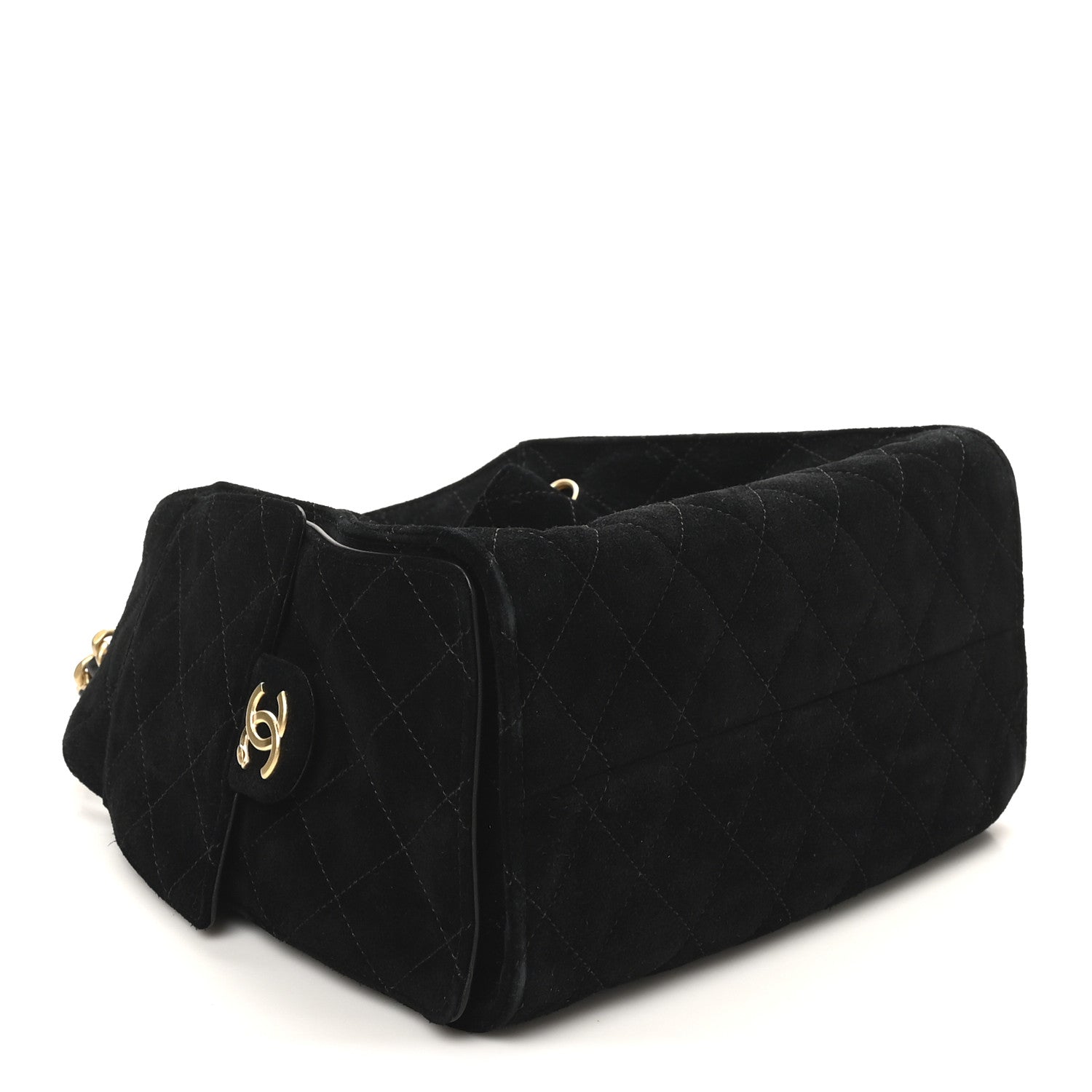 Chanel Suede Quilted Small Chanel 25 Handbag Black 4 of 11