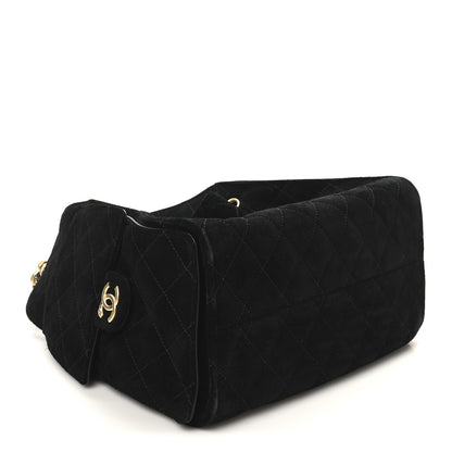 Chanel Suede Quilted Small Chanel 25 Handbag Black 4 of 11