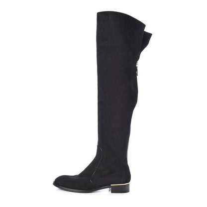 Louis Vuitton Suede Skyline Thigh High Flat Boots 39 Black 1 of 7