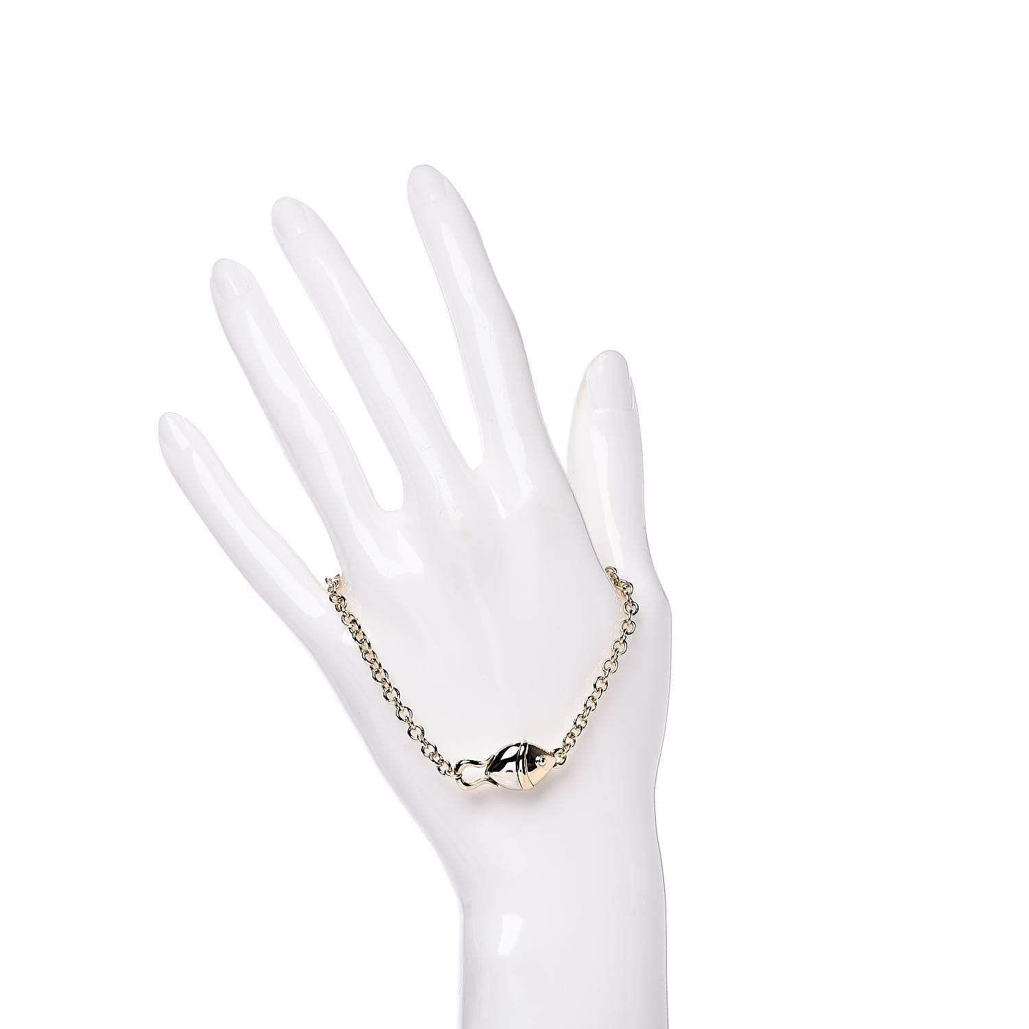 Bulgari 18K Yellow White Gold Fish Chain Bracelet 2 of 4