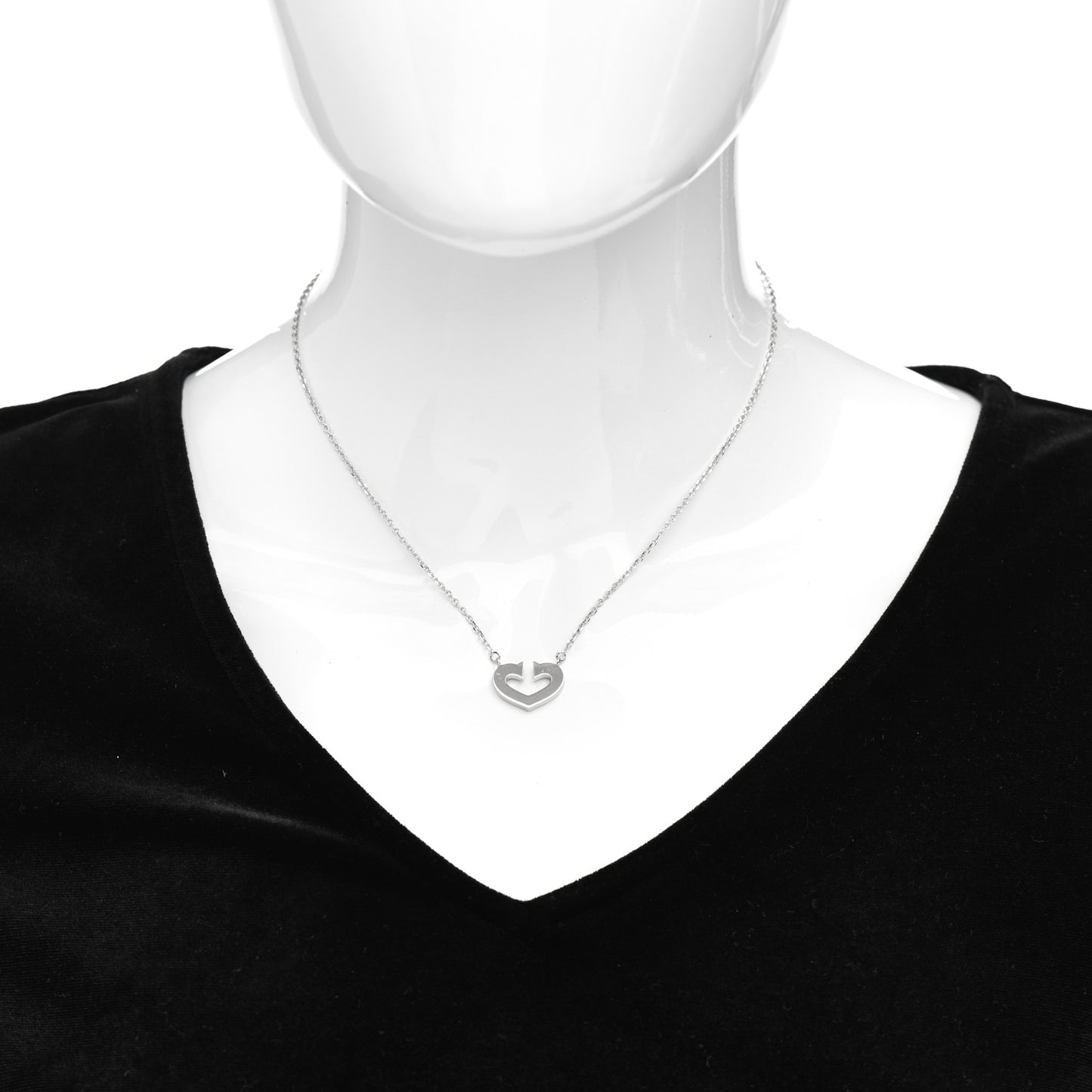 18K White Gold Medium Hearts and Symbols Necklace