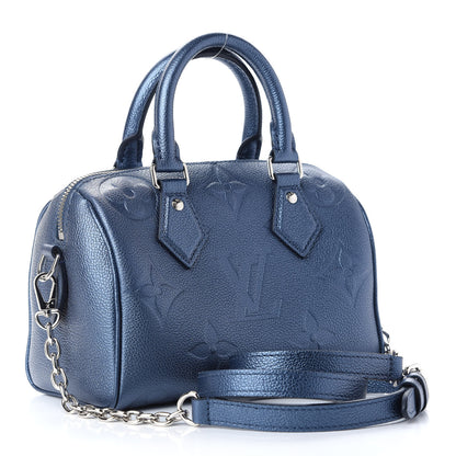 Louis Vuitton Metallic Empreinte Monogram Giant Speedy Bandouliere 20 Navy Nacre 3 of 8