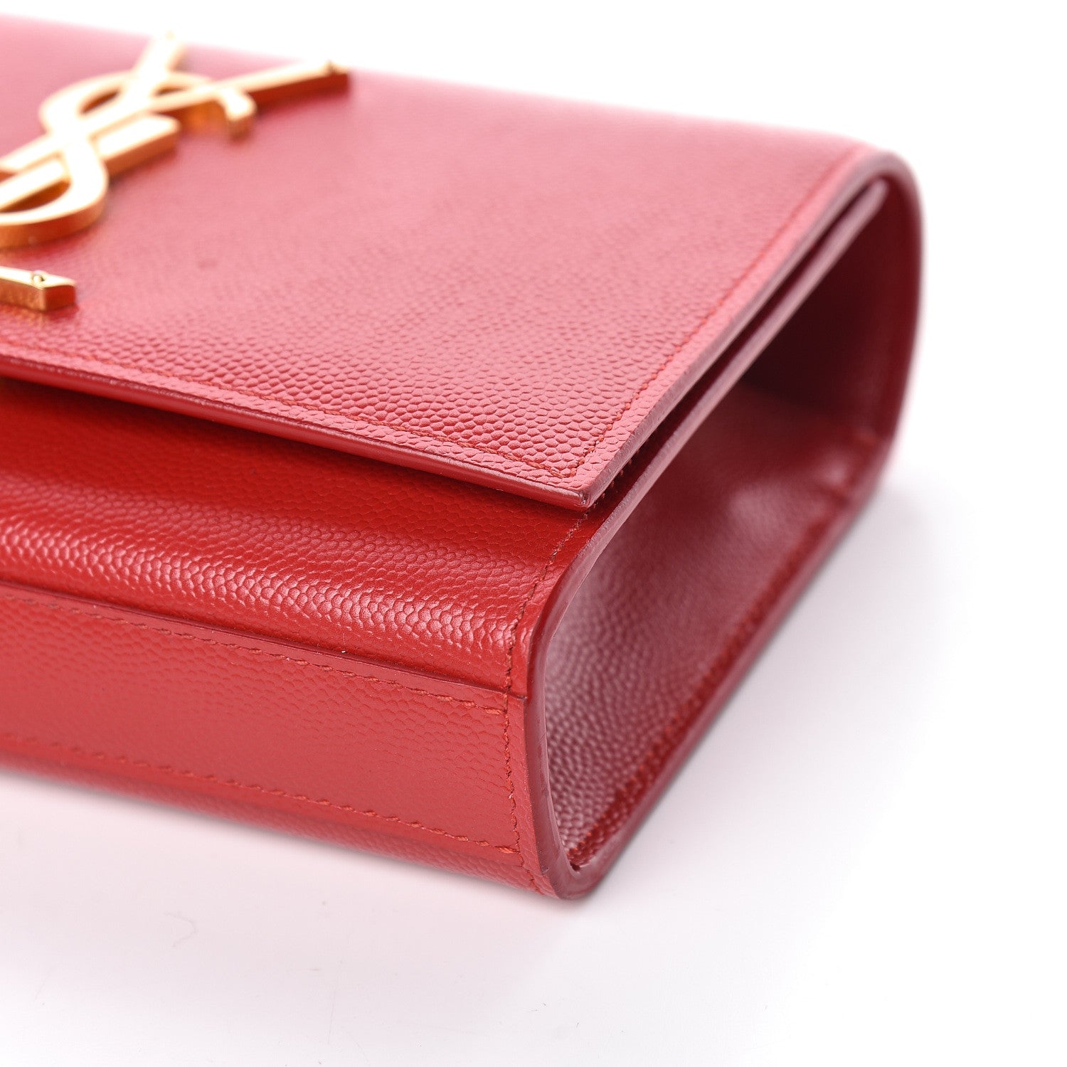 Saint Laurent Grain De Poudre Small Monogram Kate Satchel Red 10 of 11