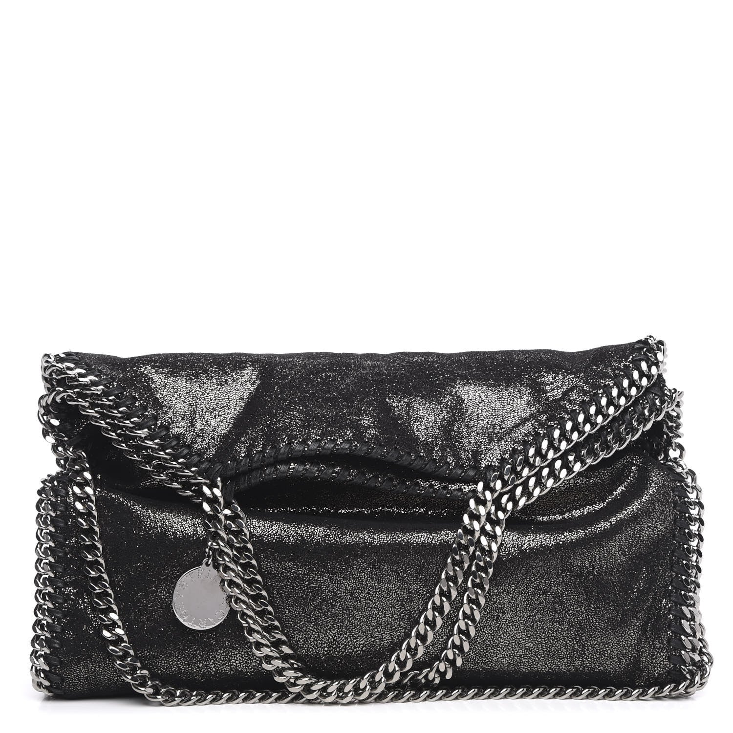 Stella McCartney Chamois Shiny Dotted Falabella Fold Over Tote Ruthenium 1 of 10