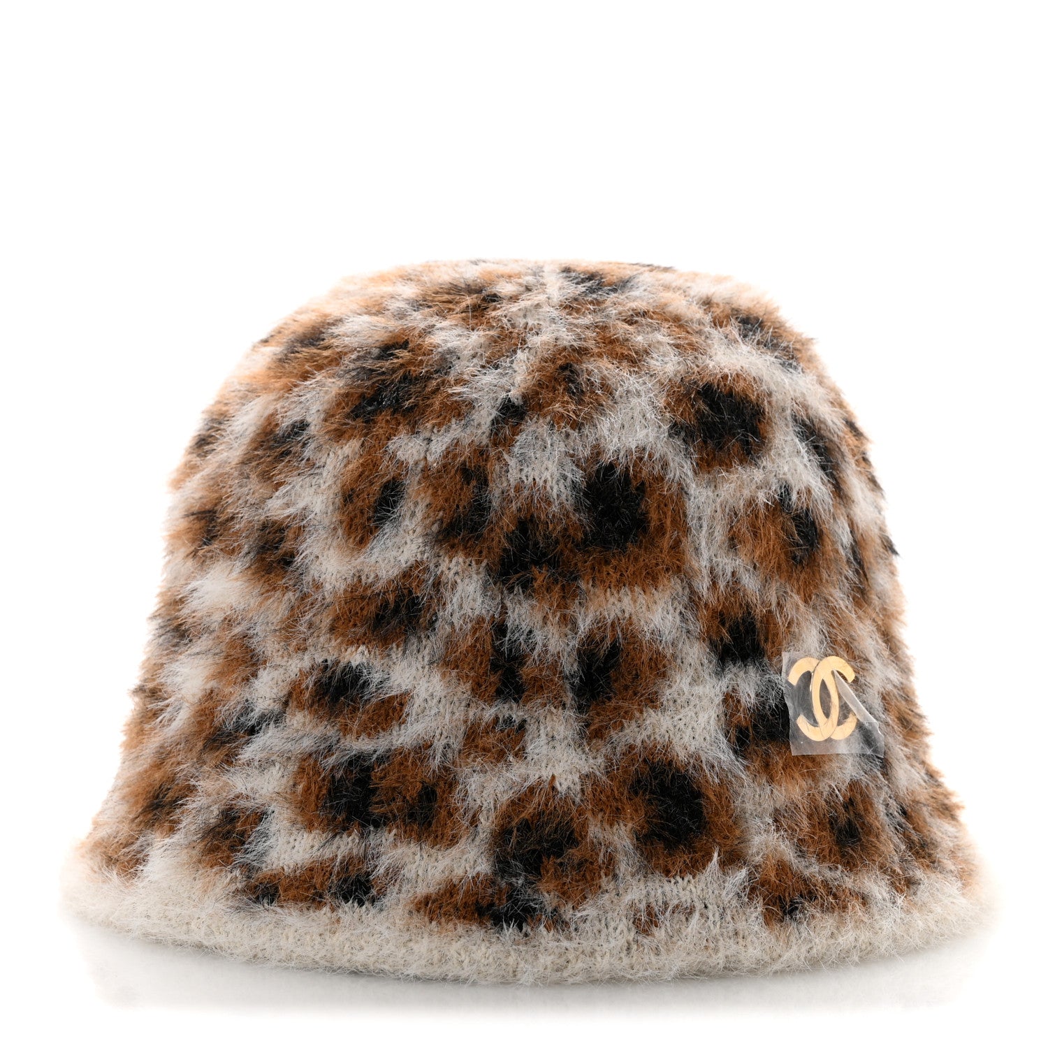 Chanel Polyamide Logo Cloche Hat L Ecru Brown Black Golden 3 of 8