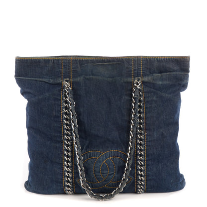 Chanel Denim North South Luxe Ligne Tote Dark Blue 1 of 7