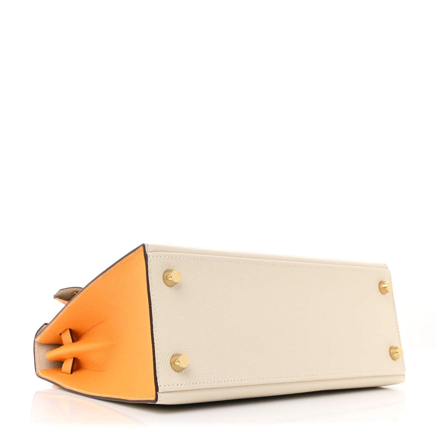 Epsom Bi-Color Horseshoe Kelly Sellier 25 Craie Jaune D'or