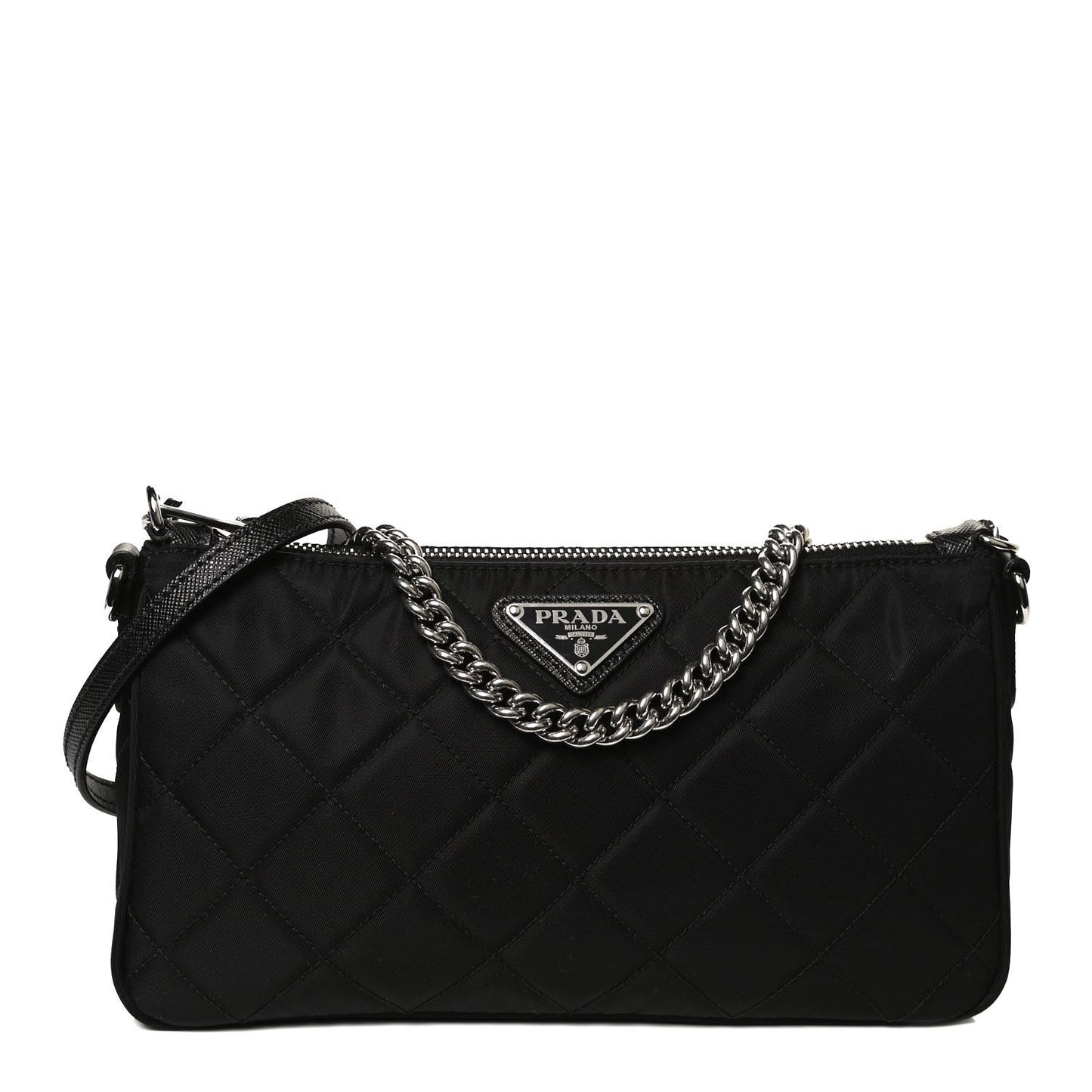 Nylon Tessuto Impuntu Quilted Crossbody Bag Black