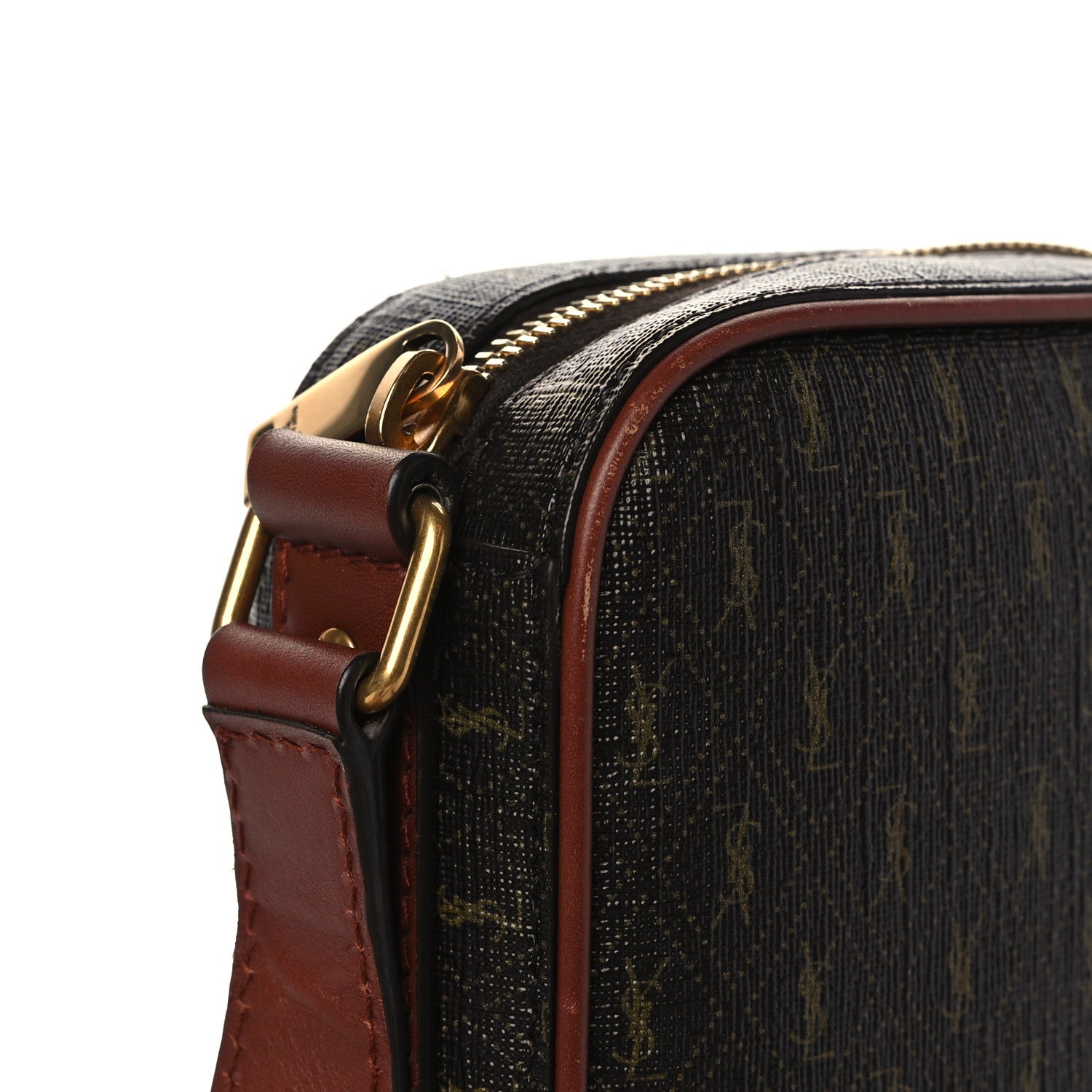 Saint Laurent Canvas Smooth Calfskin Le Monogramme Crossbody Pouch Chestnut 11 of 12