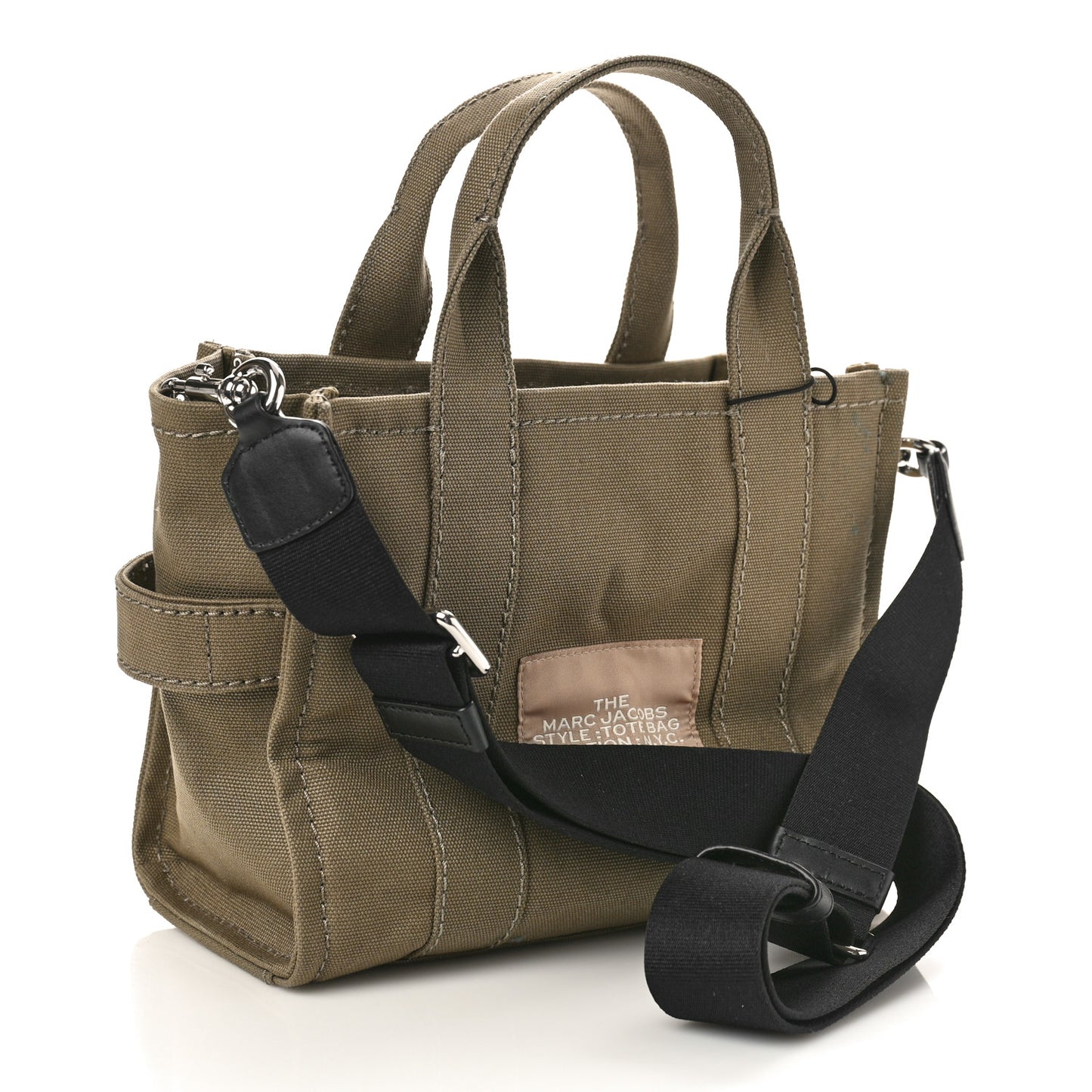 MARC JACOBS Cotton Canvas Small The Traveler Tote Bag Slate Green