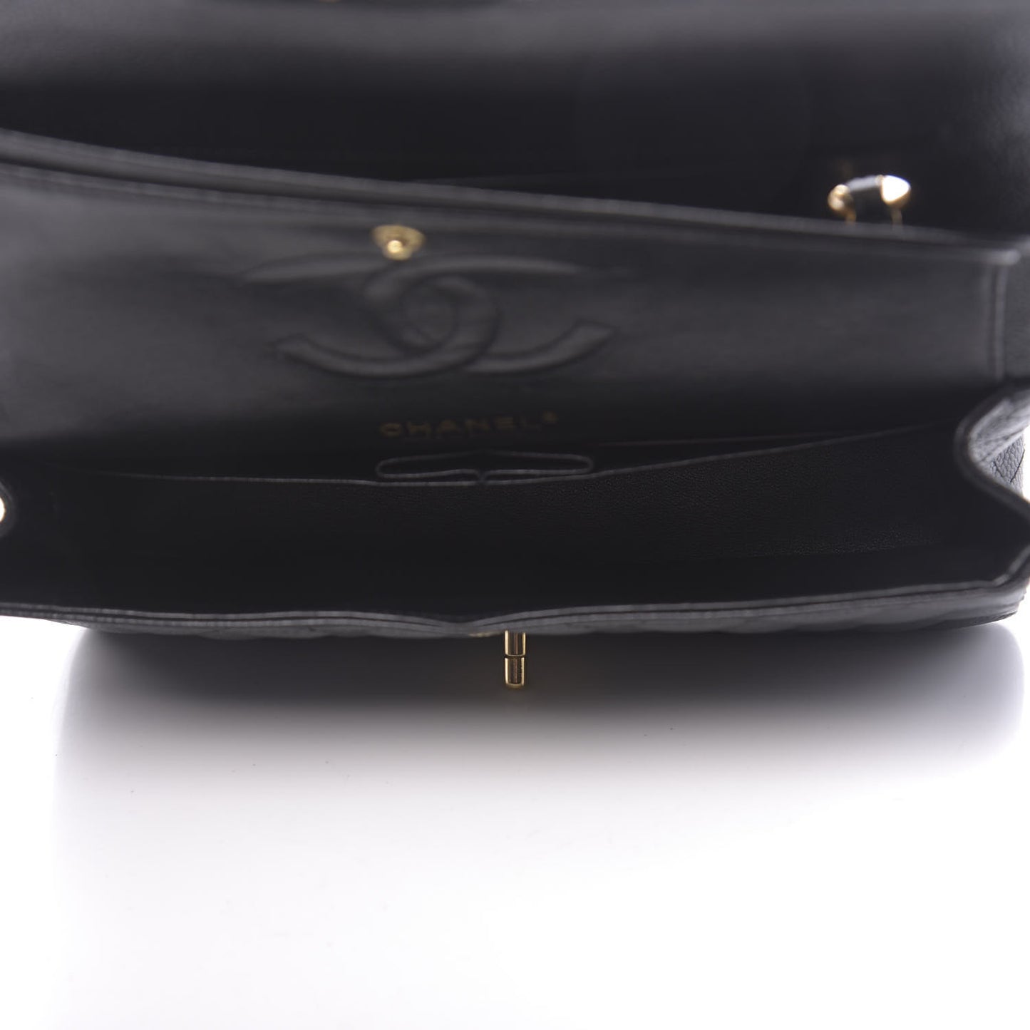 Caviar Quilted Medium Double Flap Black