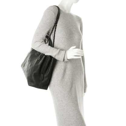 Chanel Grained Vegetal Calfskin Stitched Shopping Tote Black 2 of 8