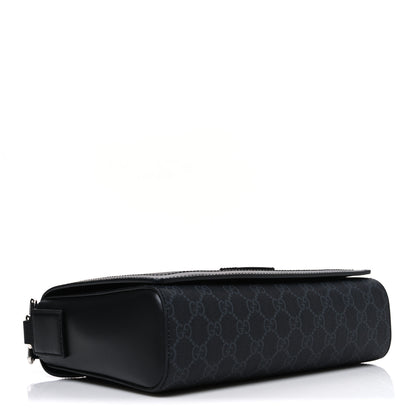 Gucci GG Supreme Monogram Appia Calfskin Web Crossbody Bag Black Grey 4 of 10