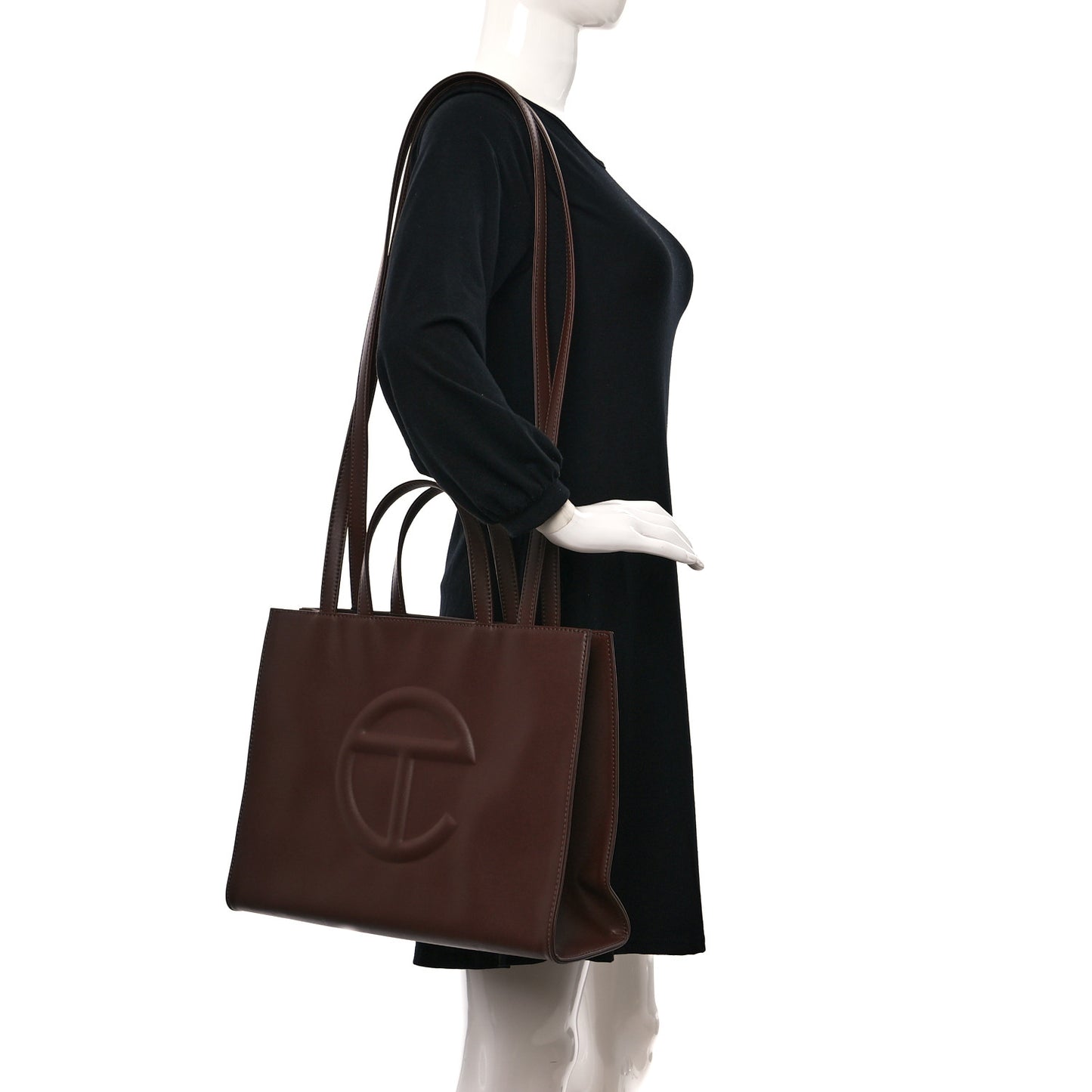 Vegan Leather Medium Shopping Bag Chocolate