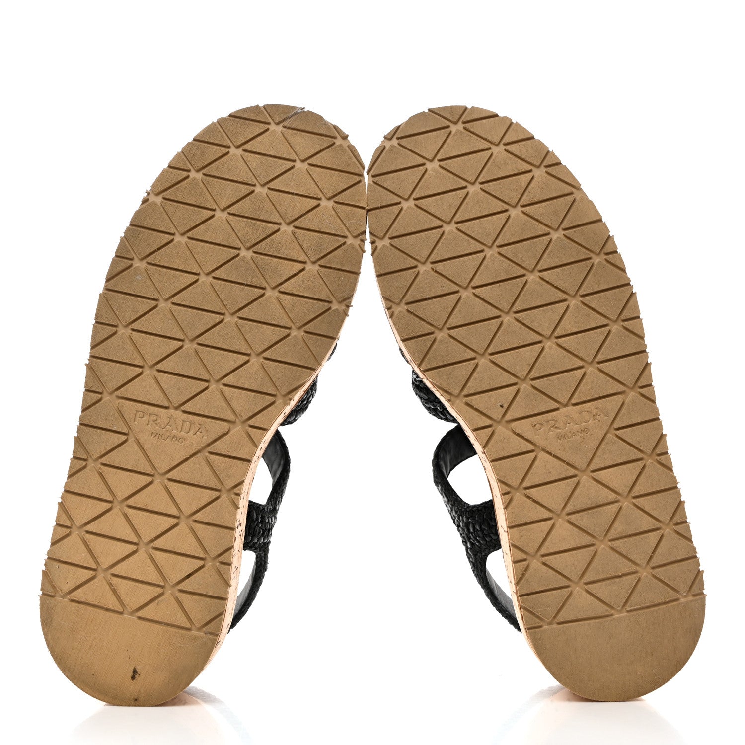 Prada Raffia Cork Metal Triangle Logo Crochet Fisherman Platform 75mm Sandals 38 Black 5 of 9