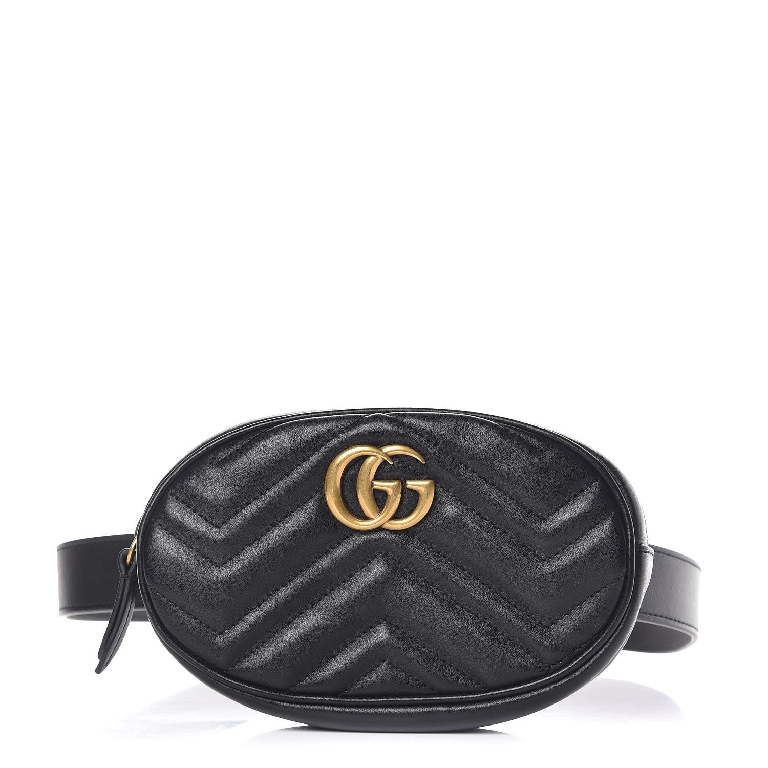 Gucci Calfskin Matelasse GG Marmont Belt Bag 85 34 Black 1 of 14