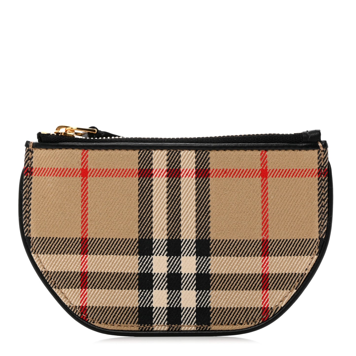 Cotton Calfskin Vintage Check Small Olympia Zip Pouch Archive Beige