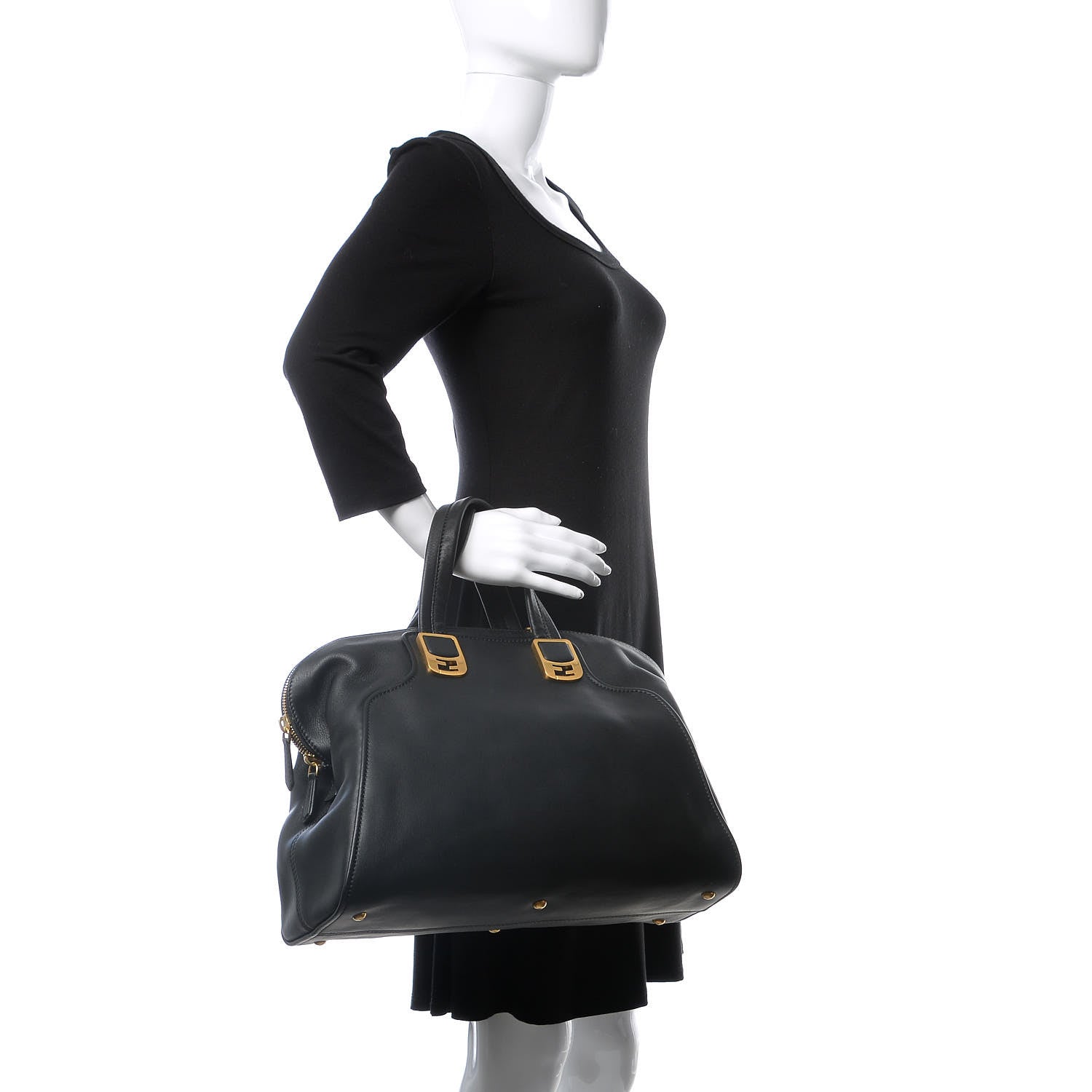 Fendi Vitello Dolce Marmol Large Chameleon Tote Black 2 of 13