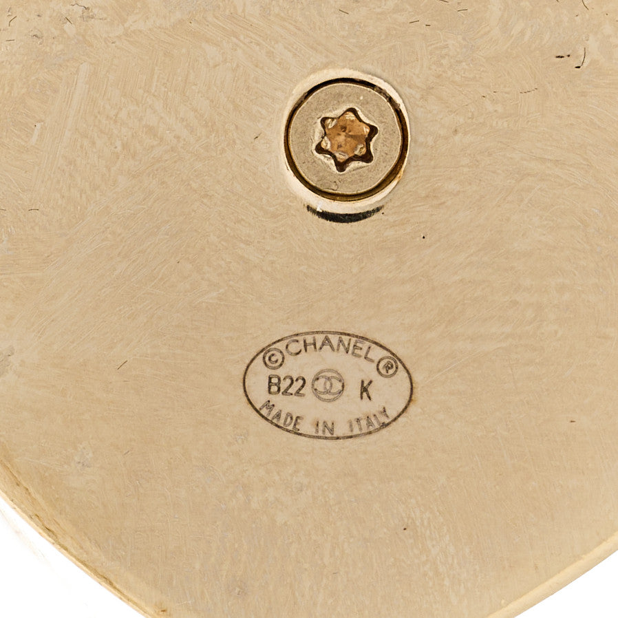 Lambskin CC Heart Brooch Gold Black