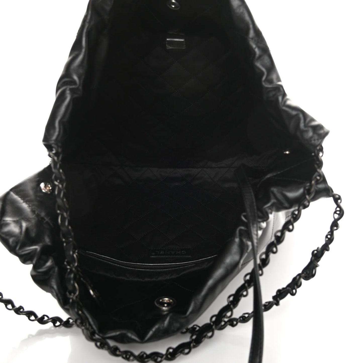 Shiny Calfskin Quilted Chanel 22 So Black