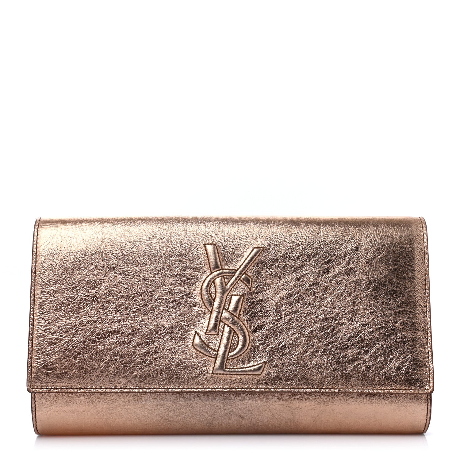Saint Laurent Metallic Calfskin Monogram Large Belle De Jour Clutch Rose Gold 1 of 7