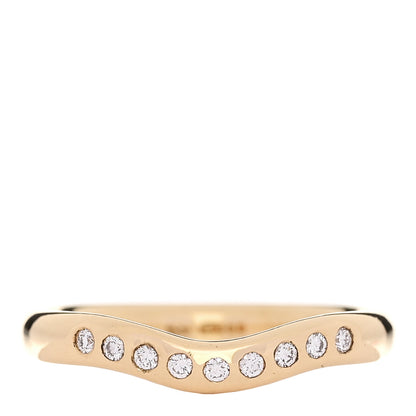 Tiffany 18K Yellow Gold Diamond .08ctw Elsa Peretti Curved Wedding Band Ring 56 7.5 1 of 5