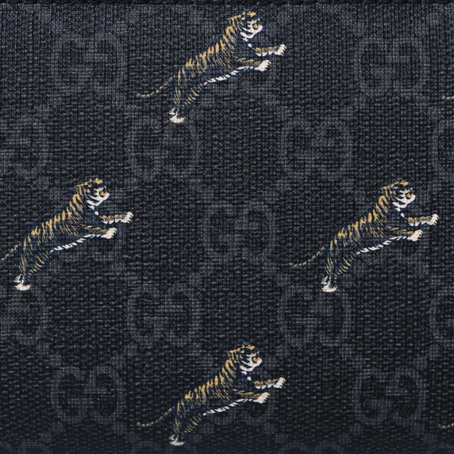 GG Supreme Monogram Tigers Zip Around Wallet Black Multicolor