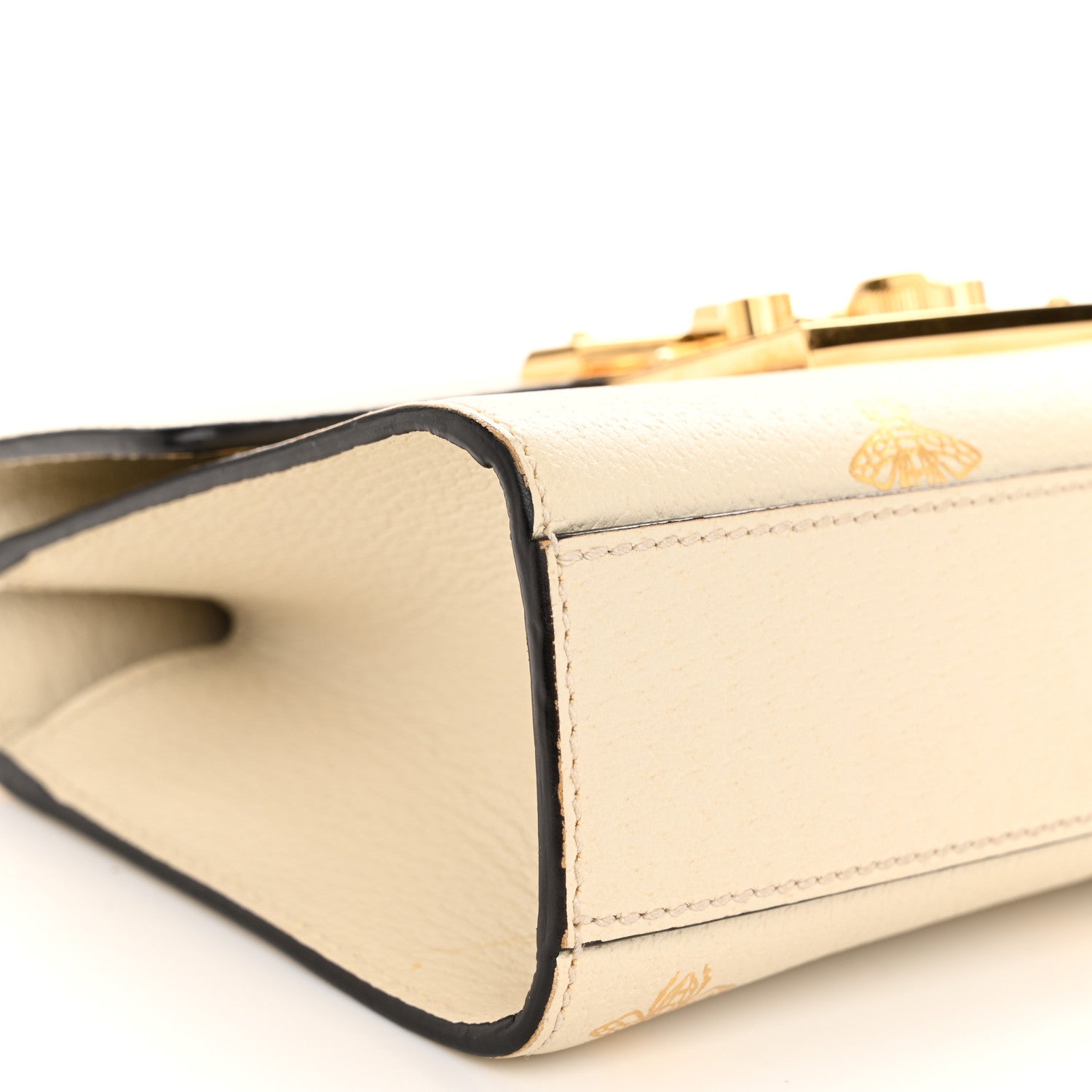 Gucci Grained Calfskin Bee Star Small Padlock Shoulder Bag White 9 of 12